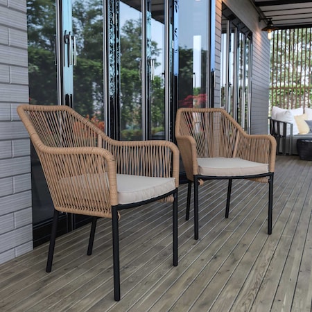Flash Furniture Set of 2 Natural All-Weather Woven Patio Chairs, 2PK SDA-AD892006-NAT-2-GG